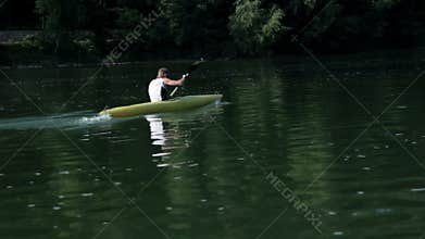 Kayak exercise on lake