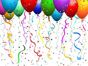 Balloons and confetti