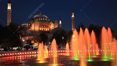 Hagia Sophia in Istanbul. The world famous monument of Byzantine architecture. View of the St. Sophia Cathedral at