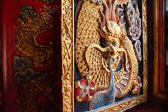 Ayutthaya, Thailand - October, 21, 2016 : Dragon window at Wat p