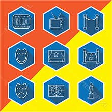 celebrities universal movie icons line colour long shadow