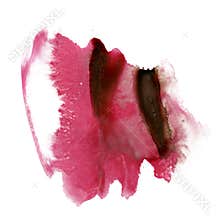 Splatter ink watercolour red dye liquid watercolor macro spot blotch texture isolated on white background