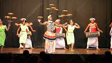 KANDY, SRI LANKA - FEBRUARY 2014: Kandyan Dance Performance near the Temple of the Tooth. Traditional Kandyan dances include the