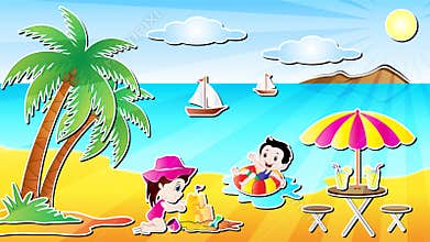 Summer Beach Fun Vector Illustration