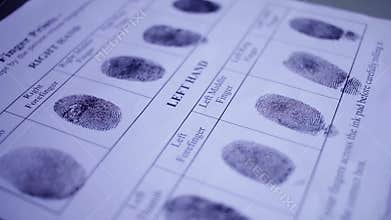 Fingerprint on police fingerprint card