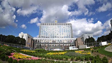 The House of the Government of the Russian Federation. Fisheye. Time-lapse. UHD - 4K. September 02, 2016