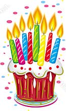 Birthday cake with candles.