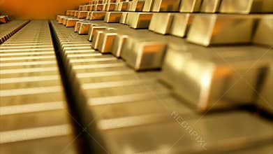 Gold Bars realistic 3D animation