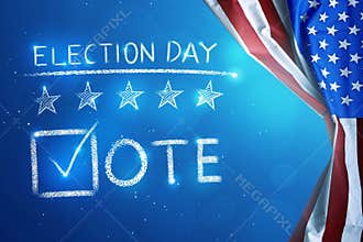 Election Day with V shape checklist sign for voting