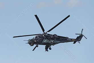 Czech attack helicopter Mi-24/35 flying