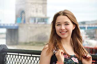 Close up portrait of a beautiful teenage girl in London