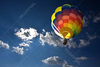 Hot air balloon in the blue sky