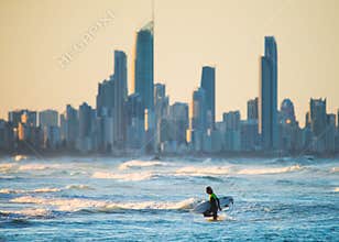 Evening Surfing in Gold Goast, Australia