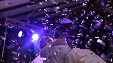 Just married couple is dancing at wedding party