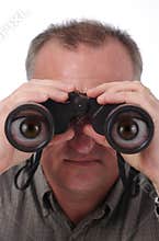 Cartoon Eyes in Binoculars