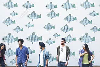 Individuality Unique Different Fish Graphic Concept