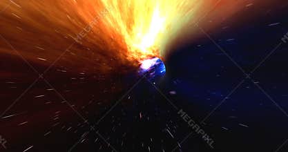 Wormhole straight through time and space, clouds, and millions of stars. Warp straight ahead through this science