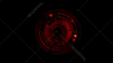 Interface Data Loader Red Glow Circular Round with Light Rays and Alpha Channel.