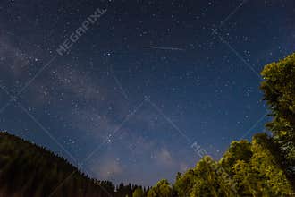 Milky Way over the ukrainian forest