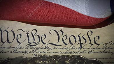 4k United States Bill of Rights Preamble to the Constitution and American Flag