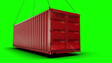 Cargo container. Logistic and business concept. Green screen. Realistic 4k animation.