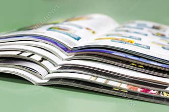 Stack of brochures in print plant