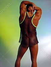 Male in sheer tank rear