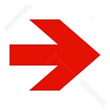 Red arrow on white background