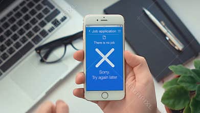 Submiting work application on the job application app on smartphone fail no job