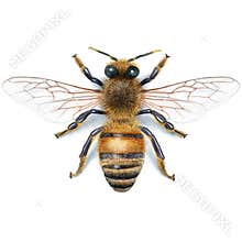 Bee illustration, watercolour, drawing, ink, realistic