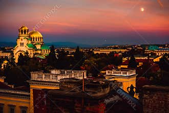 View over city centre in Sofia Bulgaria
