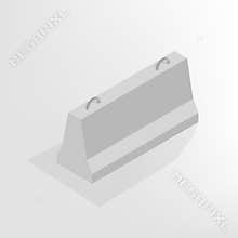 Iron concrete block isometric, vector illustration.