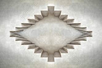 Abstract eye concept.Depth of loft cement building shape.Wall design
