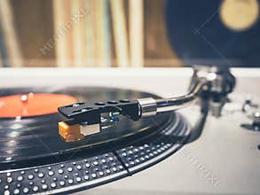 Vinyl Record on Turntable Player Music Vintage Retro