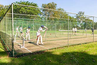 Cricket Players Batting Practice Nets