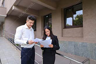 Group of young smart business asian professionals, international