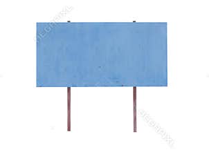 Blue signboard isolated on white