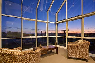 Inside glass sun room