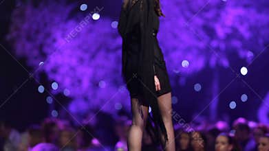 Fashion show runway beautiful black dress
