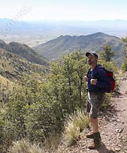 A Hiker on the Huachuca Mountain Crest Trail