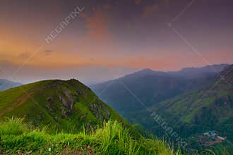 Beautiful sunrise at little Adams peak in Ella, Sri Lanka