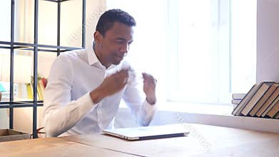 Angry Black Man Going Crazy at Work