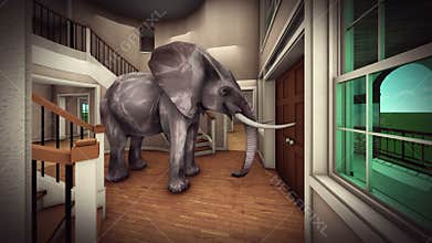Elephant in the living room 3d rendering