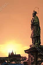 Prague sunset at Charles bridge