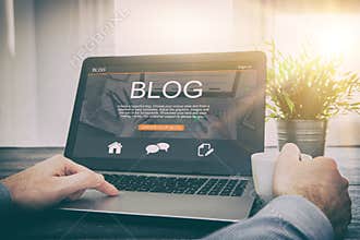 Blogging blog word coder coding using laptop