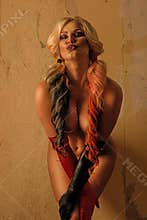 blonde harlequin woman