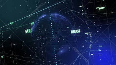 Seamless animation of global business network. Earth rotating in space