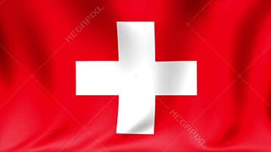 Flag of Switzerland waving in the wind - highly detailed fabric texture - seamless looping