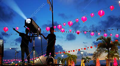 Blue hour lighting crews.
