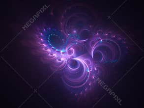Abstract glowing fractal background with purple swirl ornament